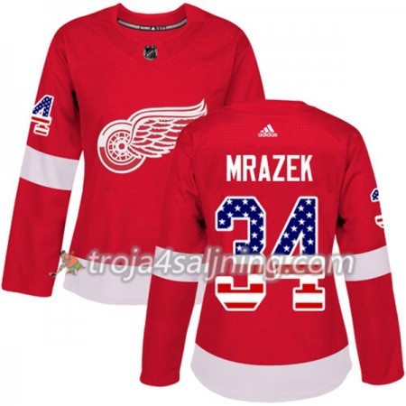 Detroit Red Wings tröja Petr Mrazek 34 Röd USA Flag Fashion 2017-2018 Adidas Authentic - Dame NHL Tröjor Detroit Red Wings tröja Petr Mrazek 34 Röd USA Flag Fashion 2017-2018 Adidas Authentic - Dame NHL Tröjor